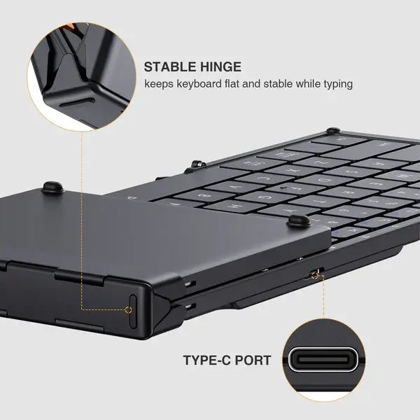 ProtoArc XK01 Foldable Wireless Bluetooth Keyboard with Numeric Keypad, Full-Size Travel Keyboards for iPad Tablet Smartphone Laptop PC Windows iOS Android, Sync Up to 3 Devices - Imported from UK