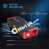 Yaber Car Jump Starter 2000A Peak 22000Mah 100W Portable Power Station Battery With Ac & Dc Output