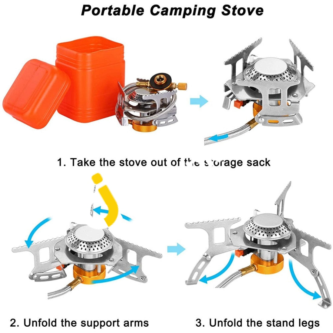 Yofeil Portable Camping Gas Stove Stainless Steel Folding Burners Picnic Mountaineering Cooking