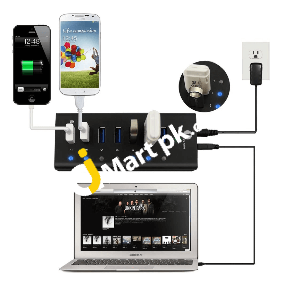 1Byone Usb 3.0 7-Ports Superspeed Hub - Imported From Uk Computer Accessories