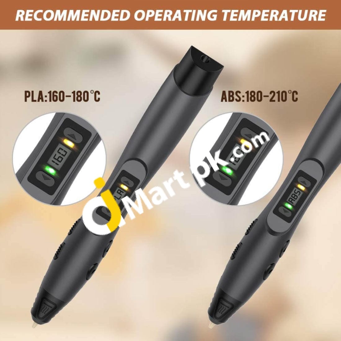 Aerb Intelligent 3D Pen With Led Display Usb Charging 8 Speed Printing &Temperature Control 4 Color