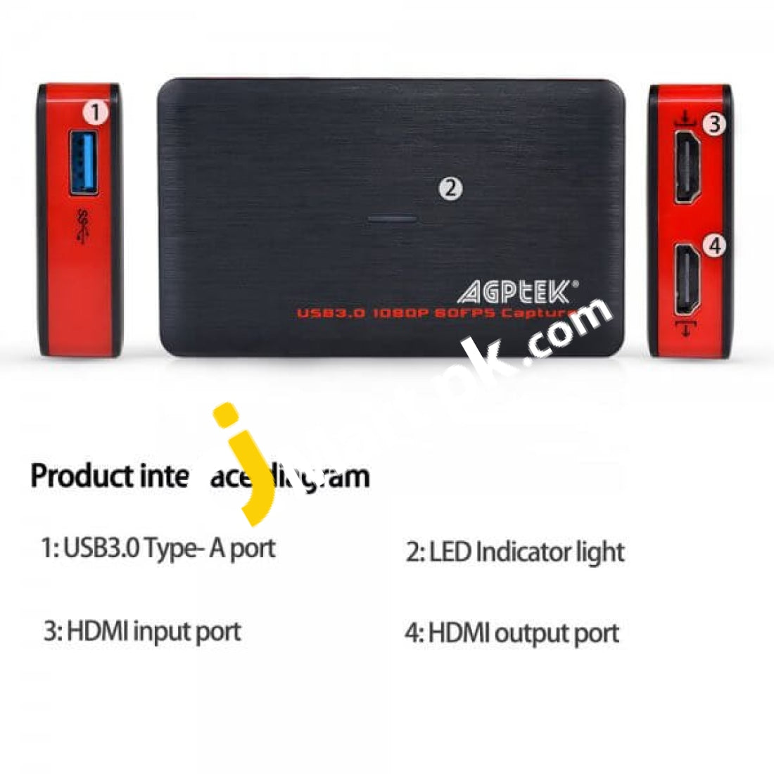 Agptek Usb 3.0 Hdmi Hd Video Capture 1080P 60Fps Game Recorder Box - Imported From Uk