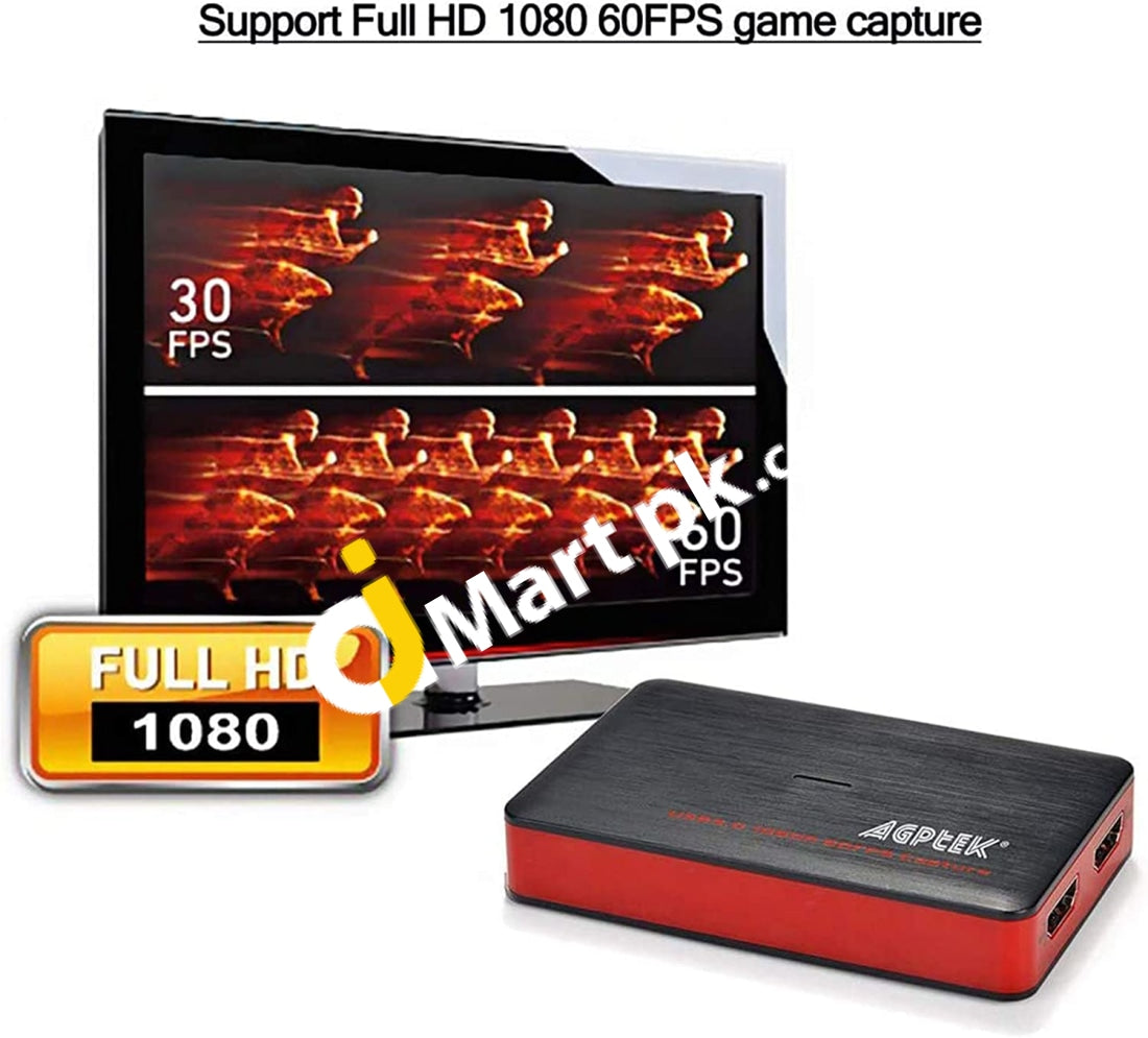 Agptek Usb 3.0 Hdmi Hd Video Capture 1080P 60Fps Game Recorder Box For Live Streaming Windows Linux