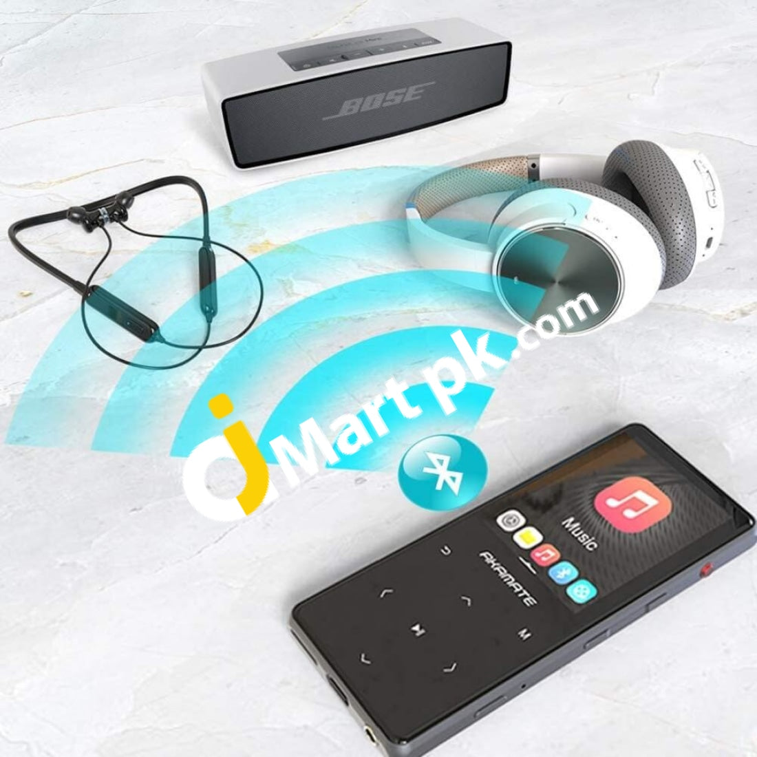 Akamate Mp3 Player Bluetooth 4.2 16Gb Fm Radio One Click Recording 2.4 Screen Built-In Speaker Hifi