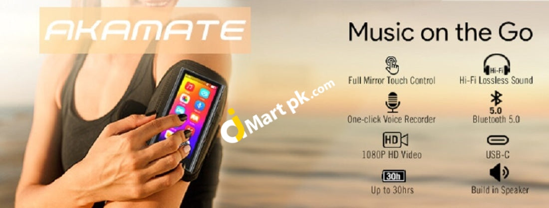 Mp3 Music Player Akamate Bluetooth 5.0 3.5 Full Touchscreen 8Gb With 1080P Hd Video One Click
