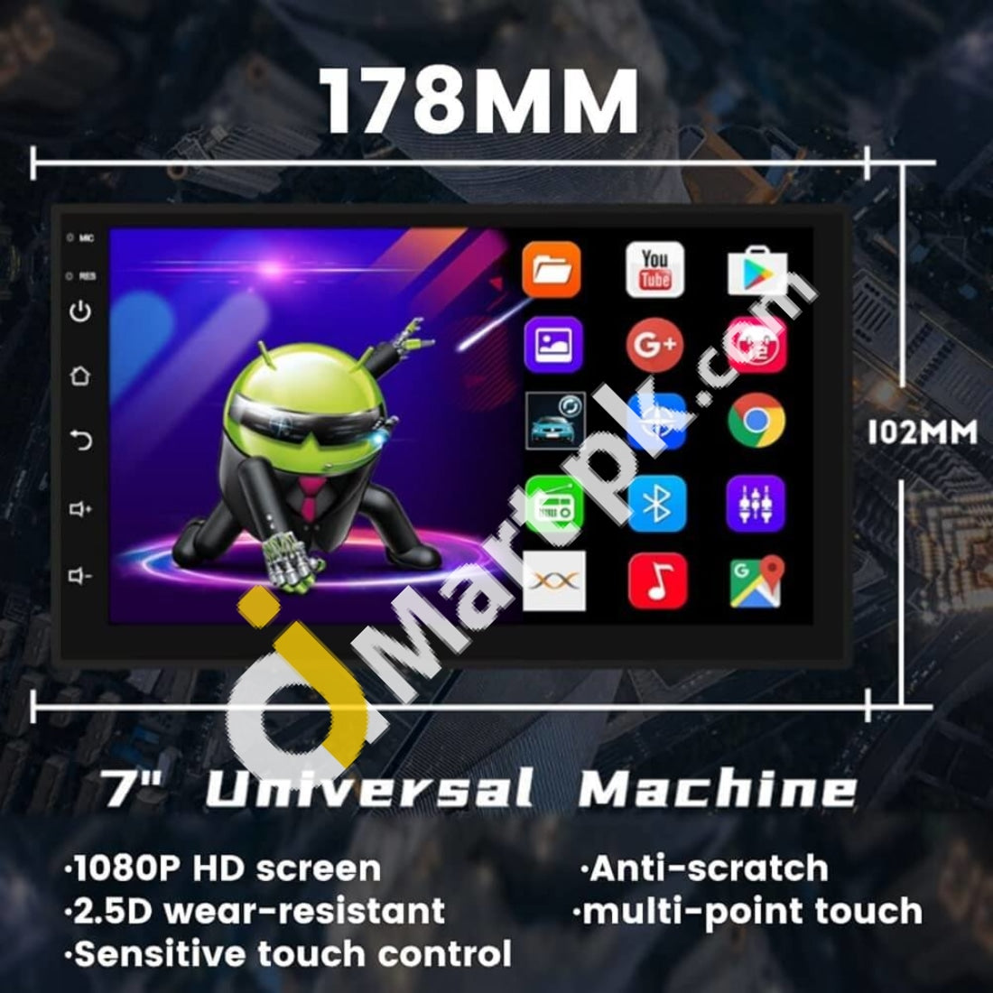 Car Video Navigation System Android 9.1 2 Din 7 1080P Hd Touch Screen Monitor Bt Call Wlan Gps