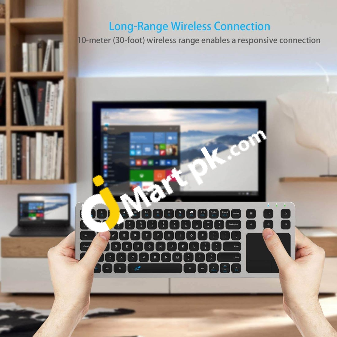 Arteck 2.4G Wireless Usb Touch Solid Stainless Ultra Compact Full Size Keyboard With Built-In