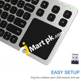 Arteck 2.4G Wireless Usb Touch Solid Stainless Ultra Compact Full Size Keyboard With Built-In