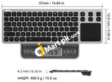 Arteck 2.4G Wireless Usb Touch Solid Stainless Ultra Compact Full Size Keyboard With Built-In