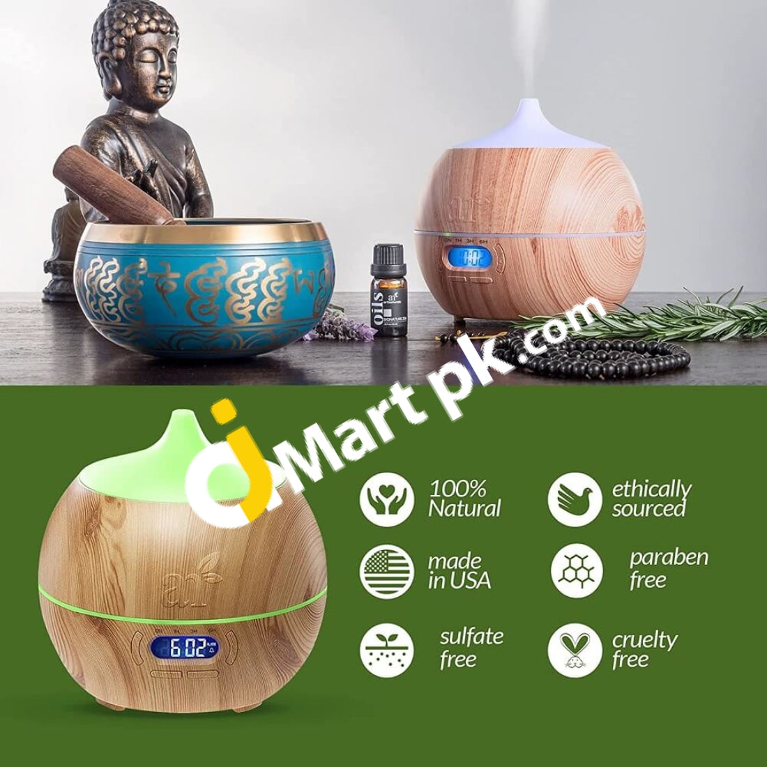 Artnaturals Essential Oil Aromatherapy Diffuser & Cool Mist Humidifier With Bluetooth Speaker Clock