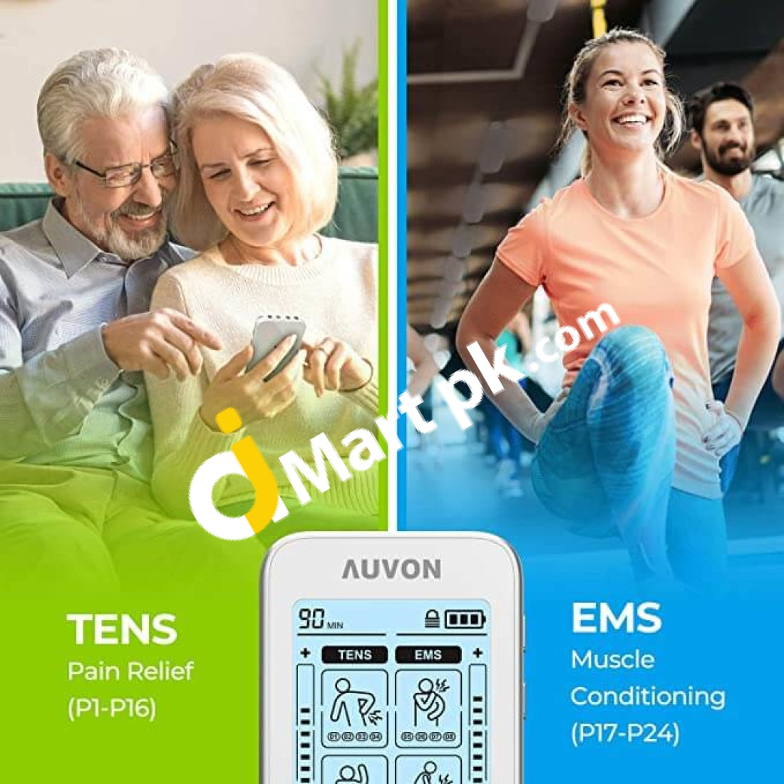 Auvon 4 Outputs Tens Unit Ems Muscle Stimulator Therapy Machine For Pain Relief - Imported From Uk