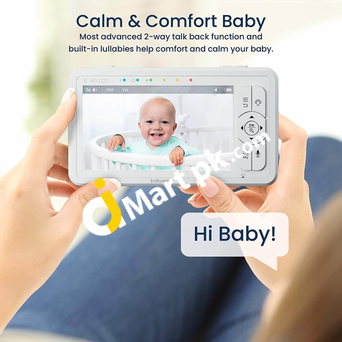 Babysense 5 Hd Split Screen Video Baby Monitor With 2 Cameras Night Light Pan Tilt Zoom Non-Wifi S2