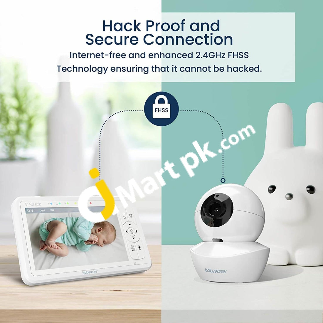Babysense 5 Hd Split Screen Video Baby Monitor With 2 Cameras Night Light Pan Tilt Zoom Non-Wifi S2