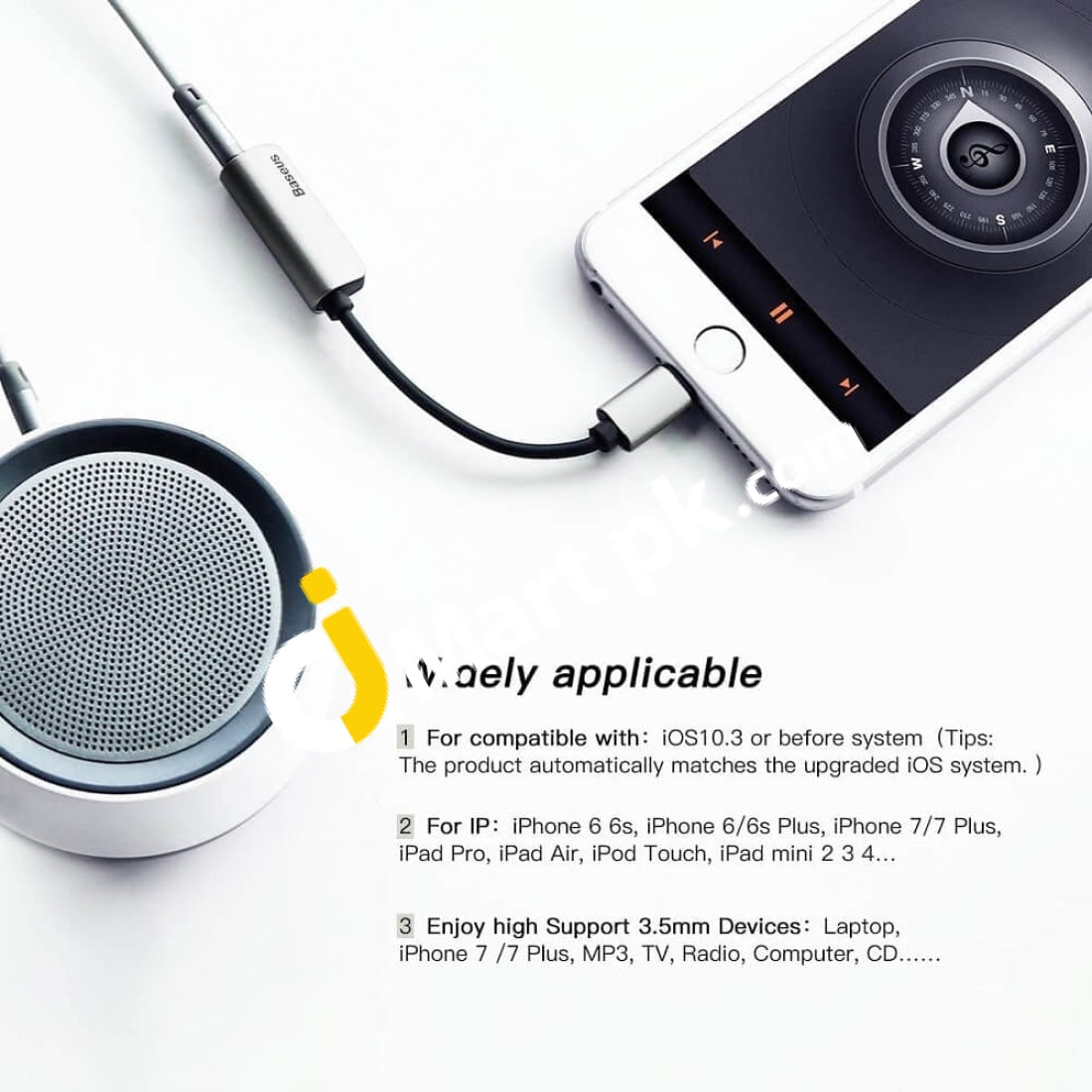 Baseus L32 Ip Male To 3.5Mm + Female Adapter - Imported From Uk