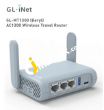 Beryl (GL-MT1300) Gigabit Dual-band WiFi Pocket-Sized Travel Router with MicroSD Slot, USB 3.0, 3 Gigabit Ports, Range Extender, Assess Point, OpenWrt, IPv6, Tor, VPN AC1300 – Imported from UK