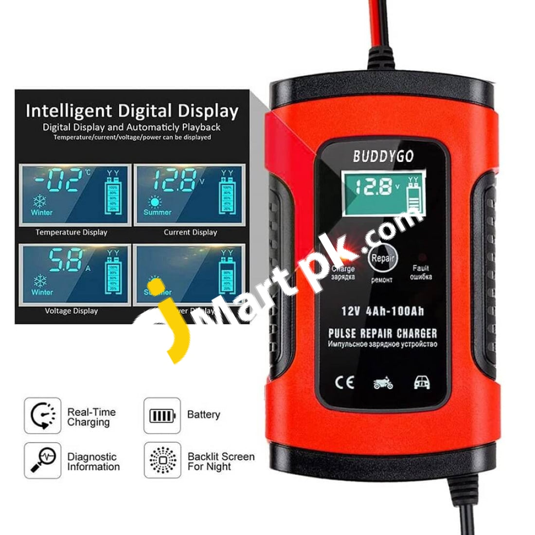 Buddygo Fully Automatic Car Battery Charger 5A 12V Quick Smart & Maintainer For Automotive
