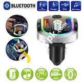 Car Bluetooth 5.0 FM Transmitter, Audio Receiver Adapter with 2 USB QC3.0 Ports + USB-C Fast Charger, 7 LED Backlit, Hands-Free Calls, Support TF Card & USB Drive - Imported from UK