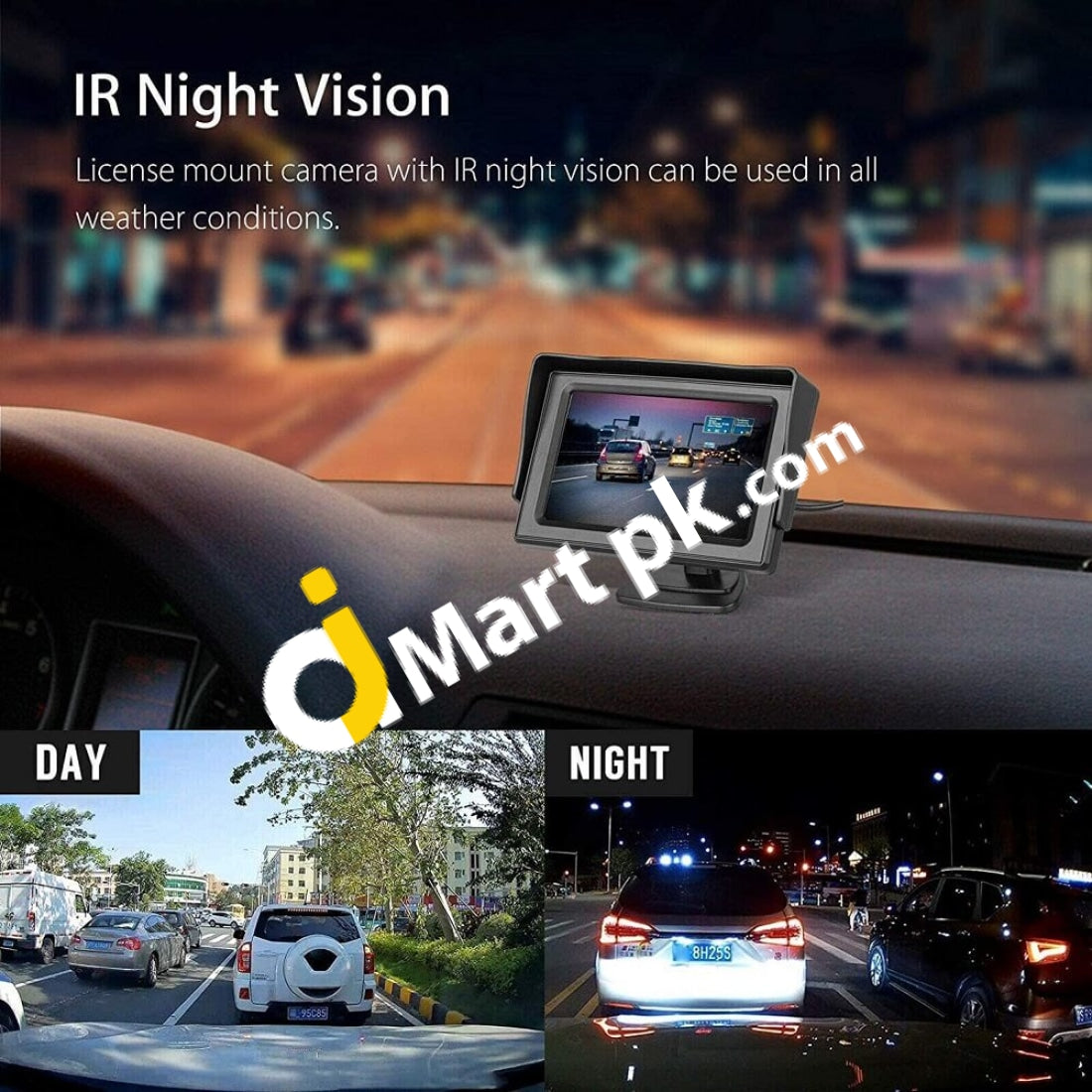 Car Rear View Camera License Plate Vehicle Backup With 7 Infrared Night Vision Waterproof High