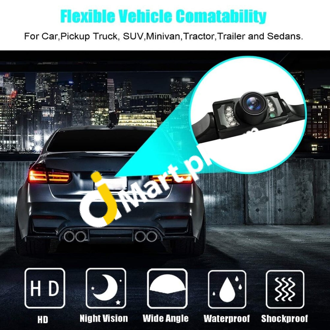 Car Rear View Camera License Plate Vehicle Backup With 7 Infrared Night Vision Waterproof High
