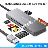 Card Reader Hub USB 3.0 5-in-1 Hub USB 3.0 (5Gps) High Speed TF/SD/MS/M2/XD/CF Slot Memory Card Combo Aluminum Adapter - Imported from UK