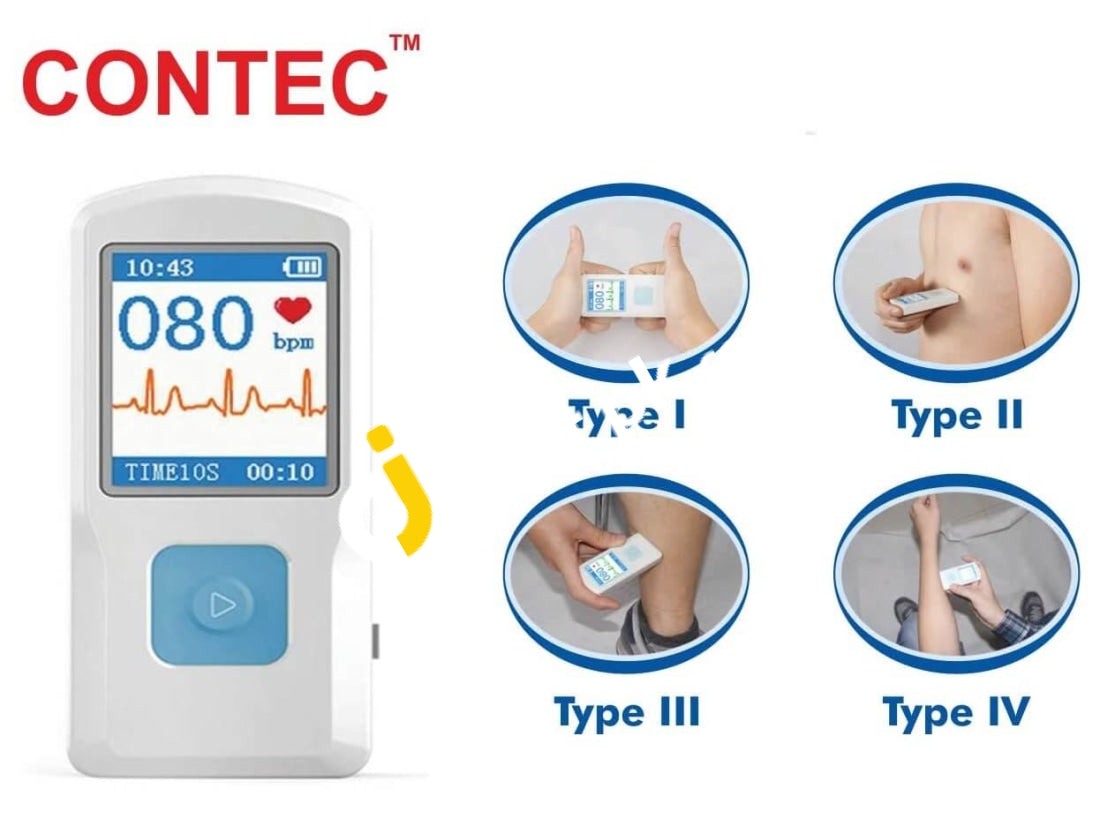 Contec Portable Ecg/Ekg Monitor Pc Software Electrocardiogram Cloud Bluetooth Heart Beat Rate Lcd -