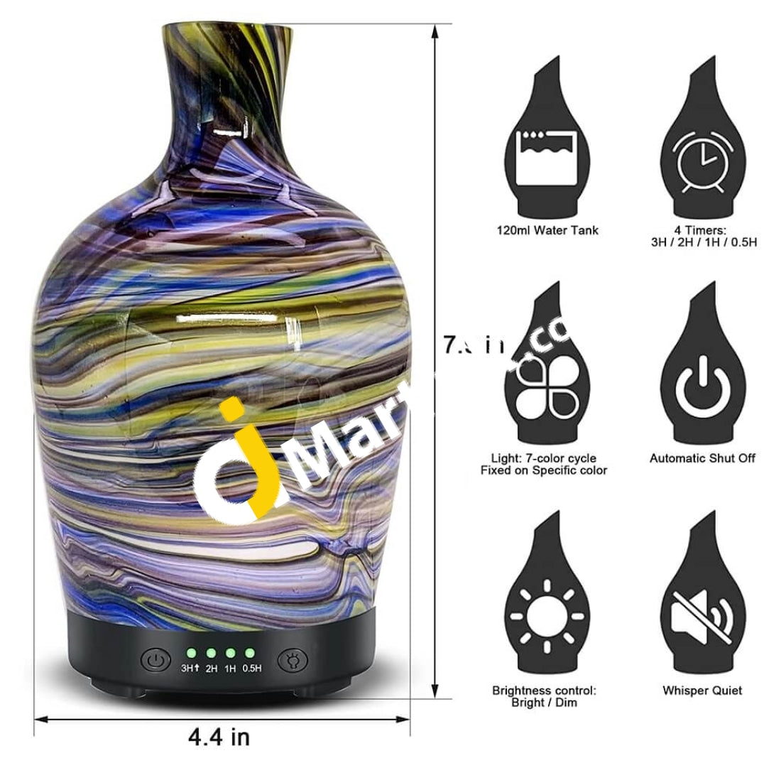 Coosa Aromatherapy Essential Oil Diffuser 120Ml Glass Handmade Ultrasonic Cool Mist Humidifier With