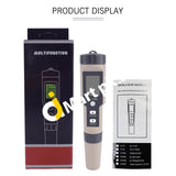Digital Water Quality Tester Multifunction 4-In-1 Tds / Ec Salinity Temperature Testing Meter -