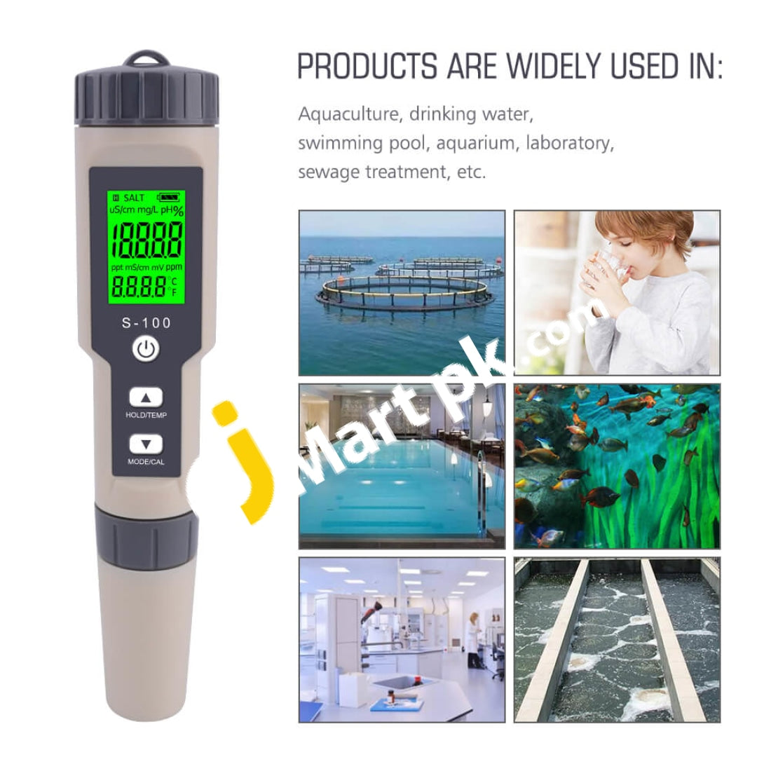 Digital Water Quality Tester Multifunction 4-In-1 Tds / Ec Salinity Temperature Testing Meter -