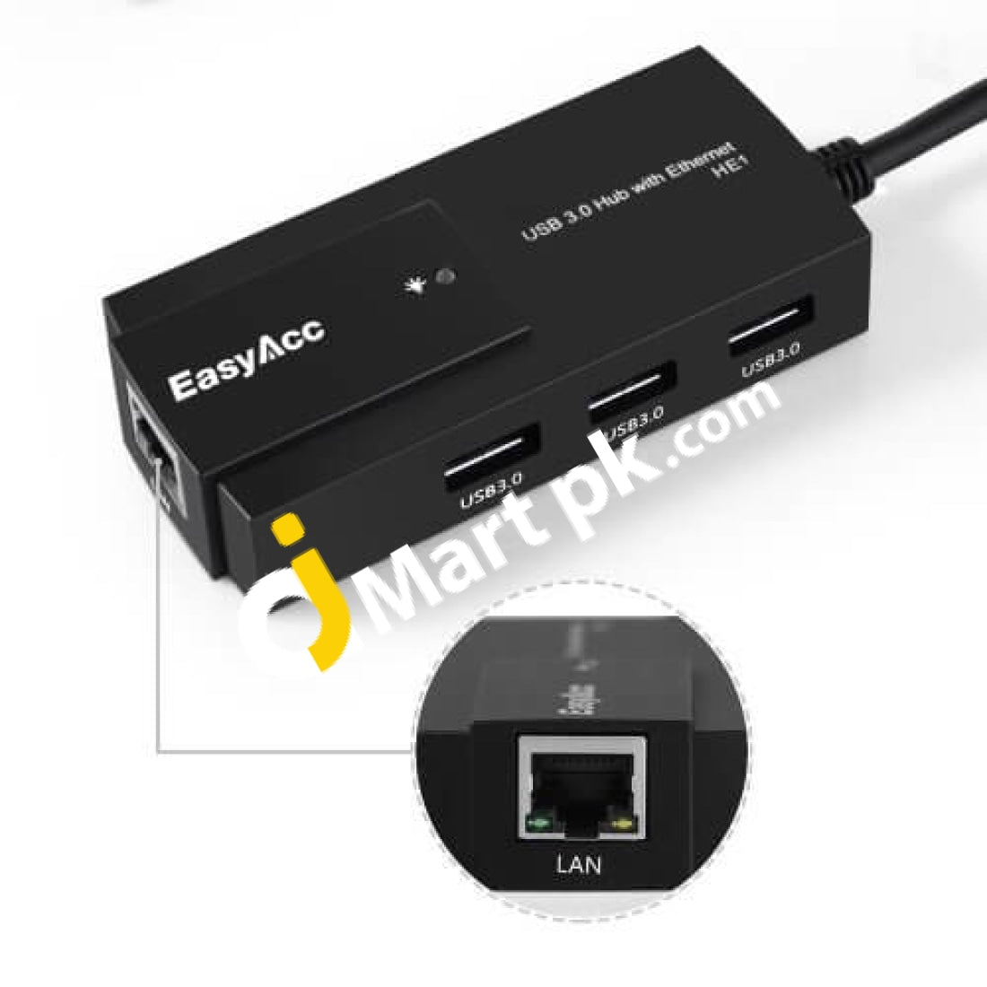 Easyacc Superspeed Usb 3.0 Port Hub With 1 Rj45 10/100/1000 Gigabit Ethernet Lan Wired Network