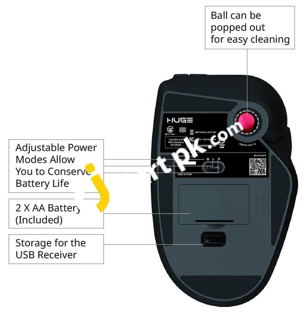 Elecom Huge Trackball Mouse 2.4Ghz Wireless Finger Control 8-Button Function Precision Optical