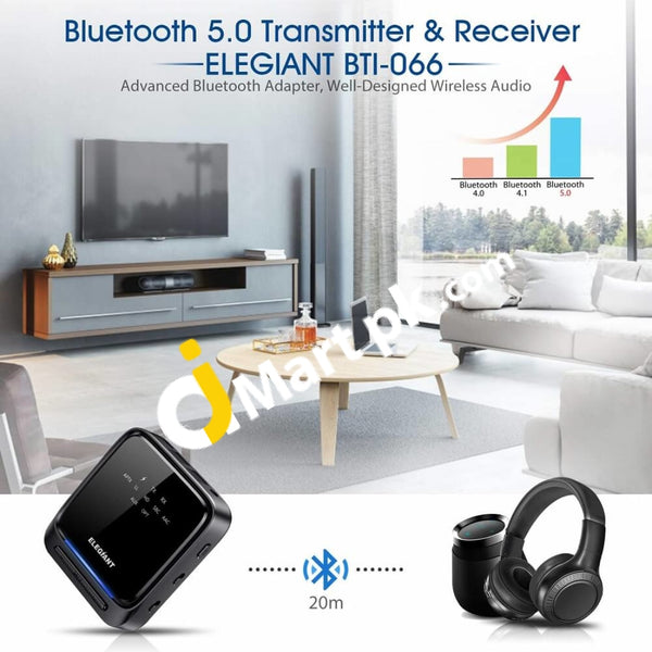 ELEGIANT 2 in 1 Bluetooth 5.0 Transmitter Receiver Dual link Support aptX HD aptX LL Built in Microphone Optical TOSLINK 3.5mm AUX RCA Imported