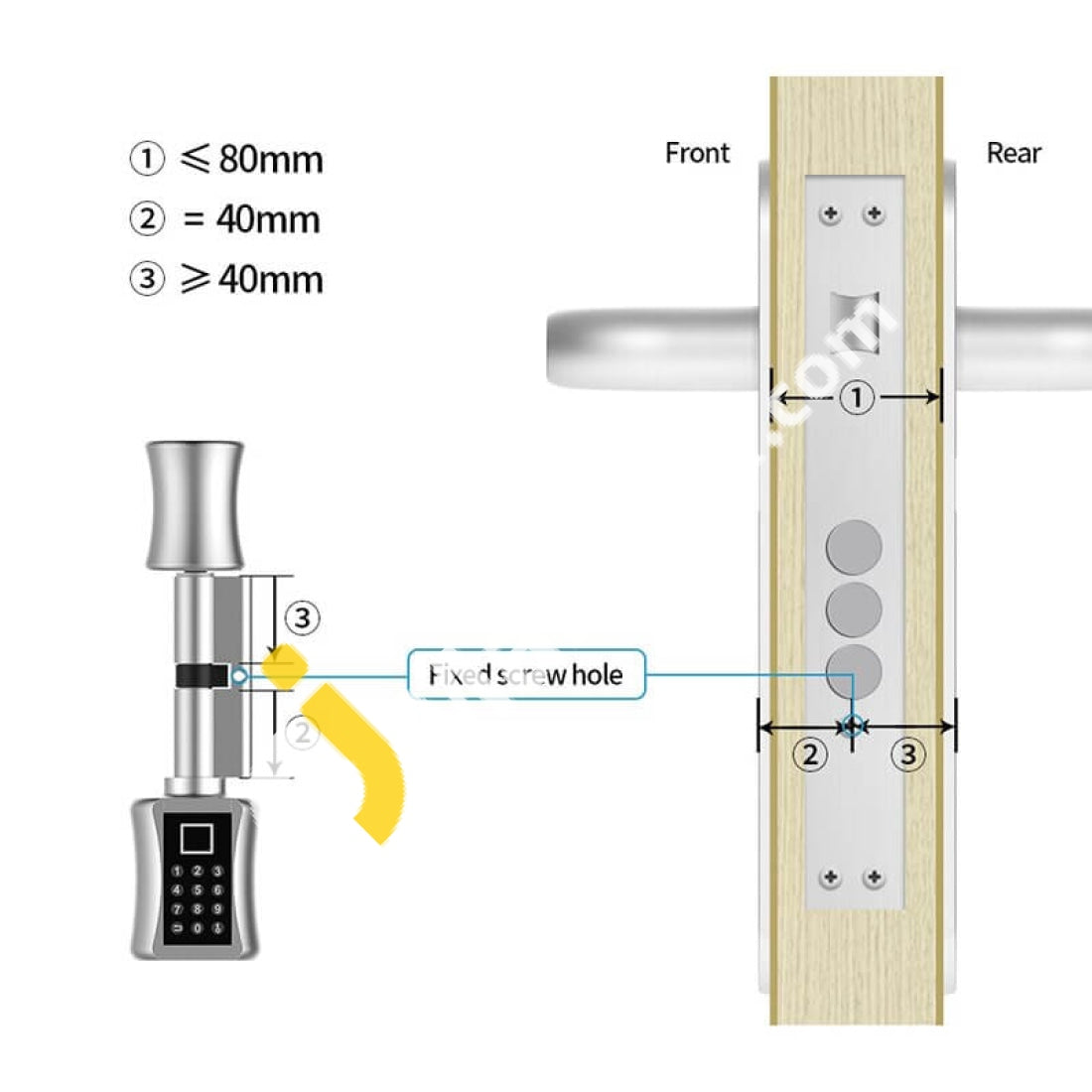 Elinksmart Fingerprint Door Lock Brushed Stainless Steel Security With Keyboard Codes & Key -