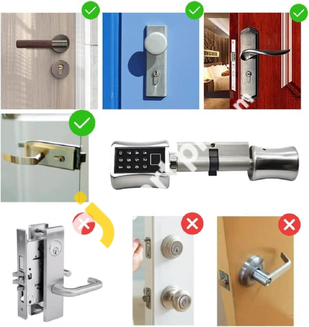 Elinksmart Fingerprint Door Lock Brushed Stainless Steel Security With Keyboard Codes & Key -