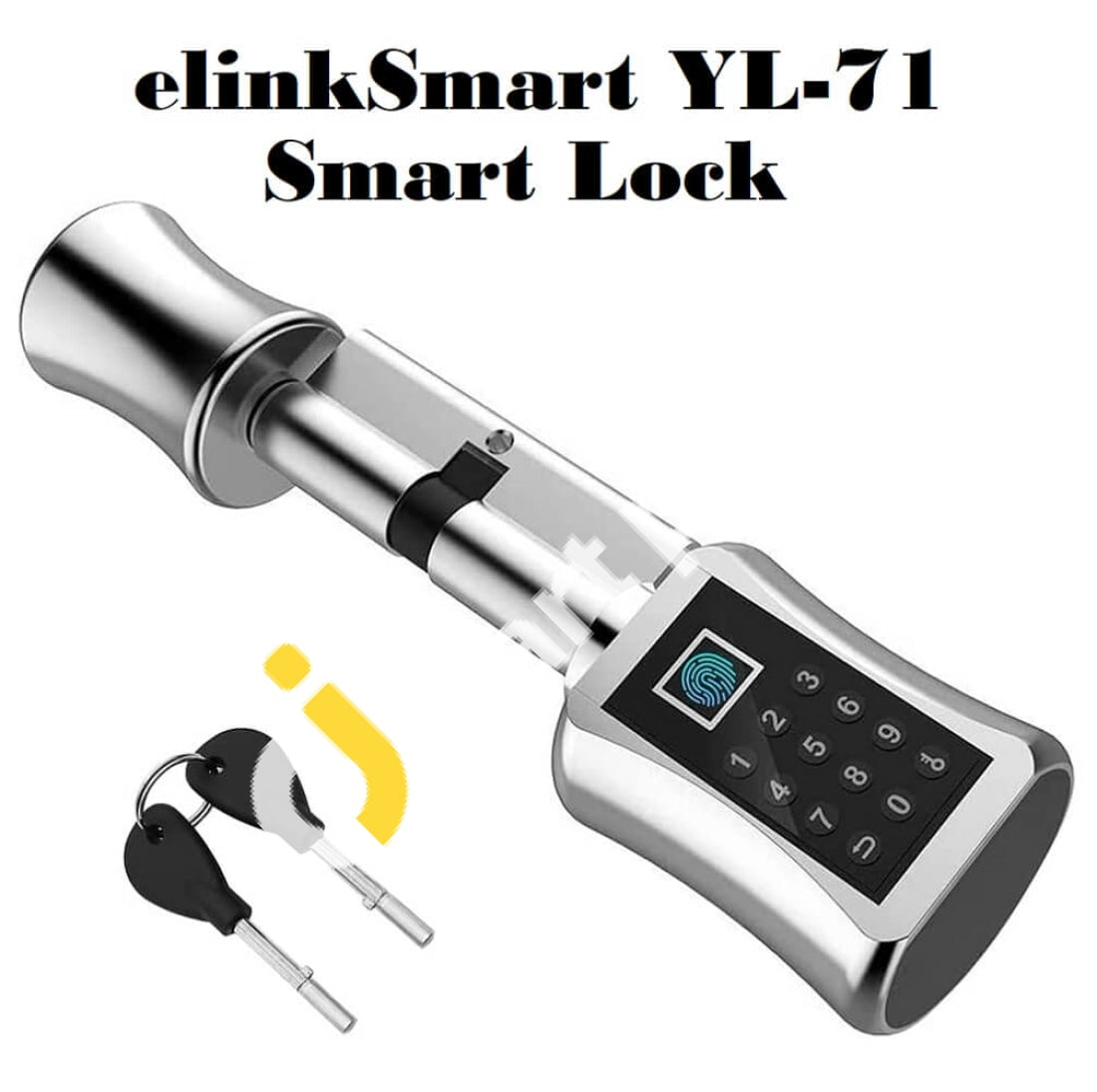 Elinksmart Fingerprint Door Lock Brushed Stainless Steel Security With Keyboard Codes & Key -