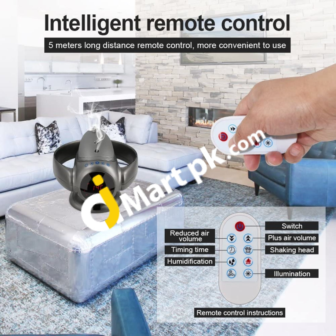 Eodo Bladeless Fan Air Multiplier And Humidifier Purifier With Remote 36W - Imported From Uk (This