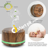 Essential Oil Diffuser 450Ml Wood Grain Ultrasonic Aromatherapy Air Mist Humidifier With 8 Color Led