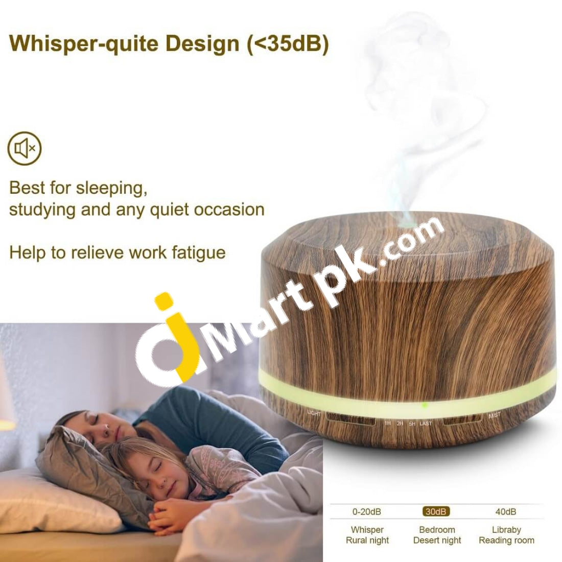 Essential Oil Diffuser 450Ml Wood Grain Ultrasonic Aromatherapy Air Mist Humidifier With 8 Color Led
