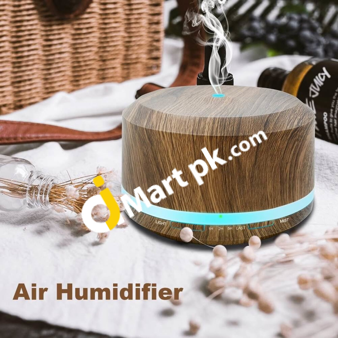 Essential Oil Diffuser 450Ml Wood Grain Ultrasonic Aromatherapy Air Mist Humidifier With 8 Color Led
