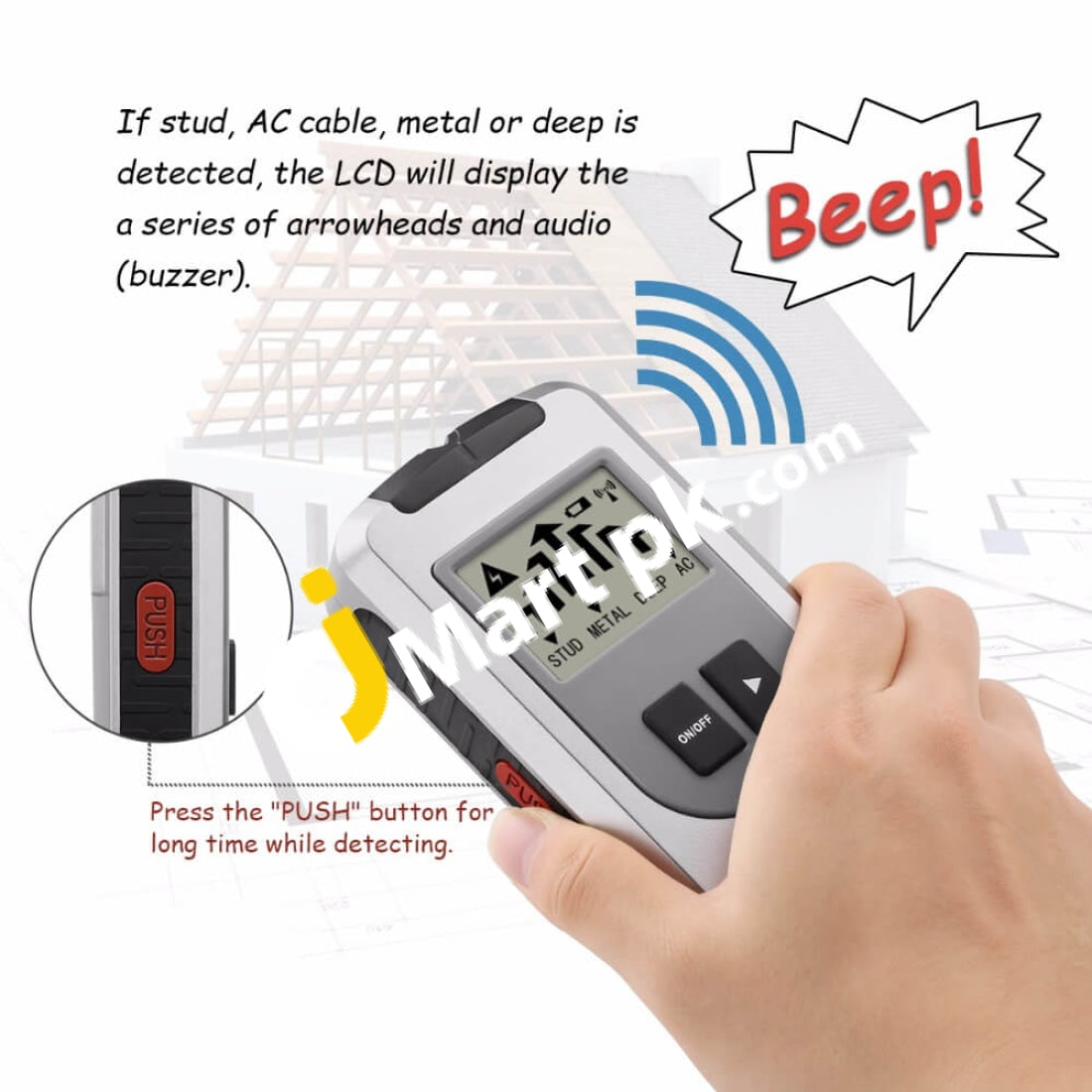 Excelvan Industrial Metal Detector 4 In 1 Portable Underground Pinpointer Electrical Scanner With