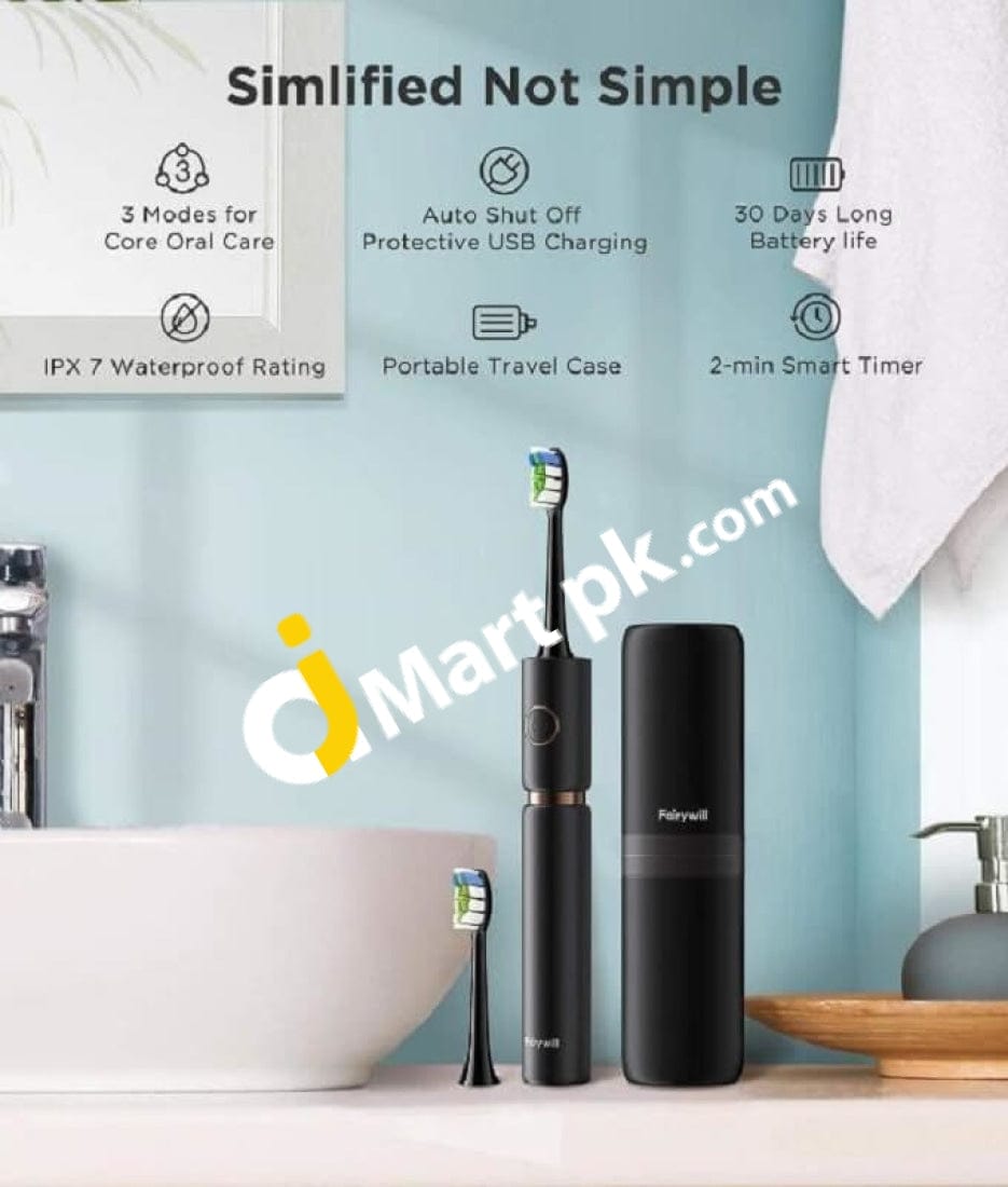 Fairywill P11 Plus Sonic Toothbrush Waterproof Powerful Fast Charging Smart Timer With 4 Replacement