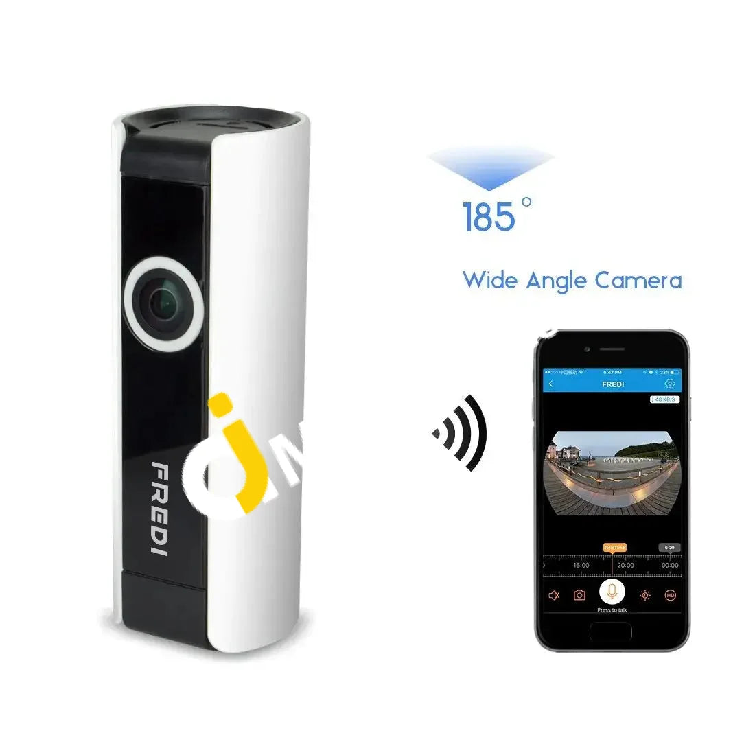 Fredi Panoramic 185° Fisheye Wifi Ip Camera H.264 Ir Night Vision 720P 1.44Mm Lens - Imported From