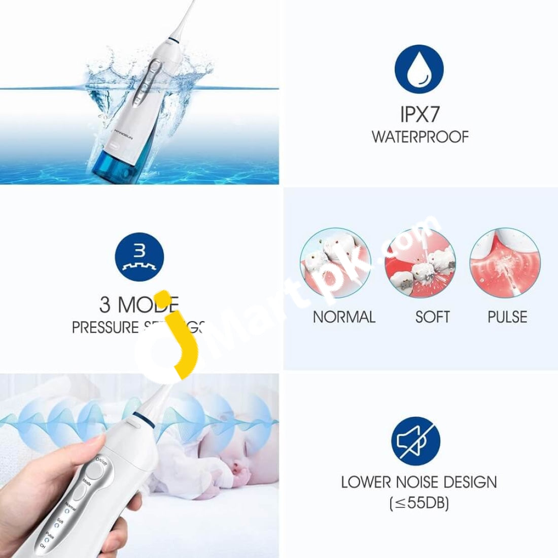 Water Flosser Hangsun 300Ml Rechargeable Dental Oral Irrigator With 4 Jet Tips 3 Modes Ipx7