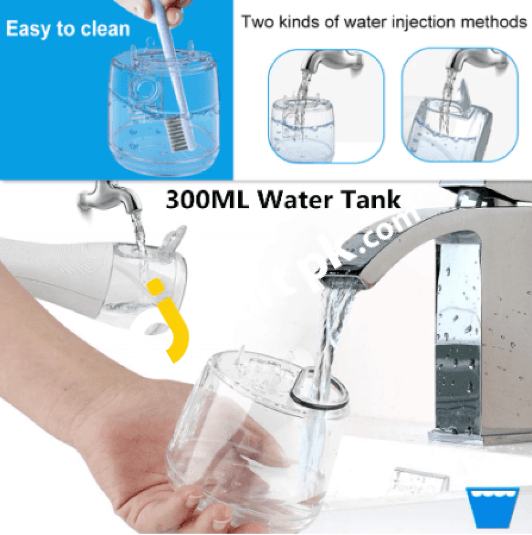 Hauea 300Ml Portable Rechargeable Dental Oral Irrigator With 5 Interchangeable Tips Ipx7 Waterproof