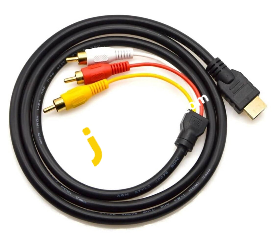 Hdmi To Rca Cable 1080P 1.5M Male 3-Rca Av Connector Adapter For Tv Hdtv Dvd - Imported From Uk