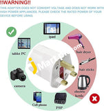 Ivoler Vguard European To Uk 3X Plug Adaptor (White) - Imported From