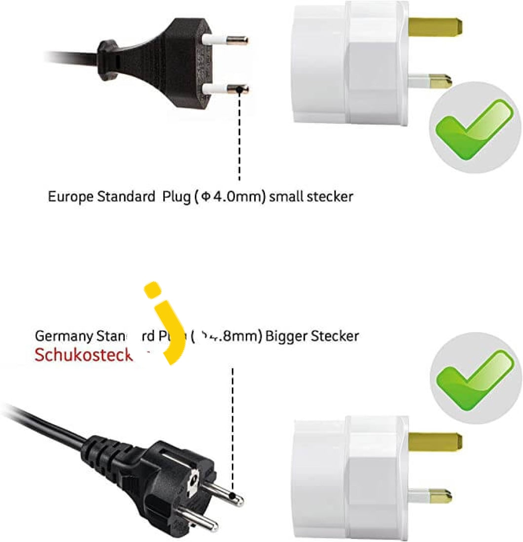 Ivoler Vguard European To Uk 3X Plug Adaptor (White) - Imported From