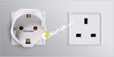 Ivoler Vguard European To Uk 3X Plug Adaptor (White) - Imported From