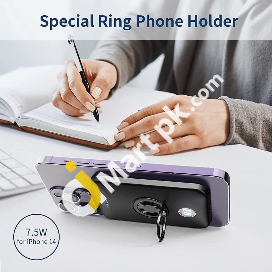 Iwalk Powergrip Mag 6000Mah Magnetic Wireless Portable Charger Finger Holder Stand - Imported From