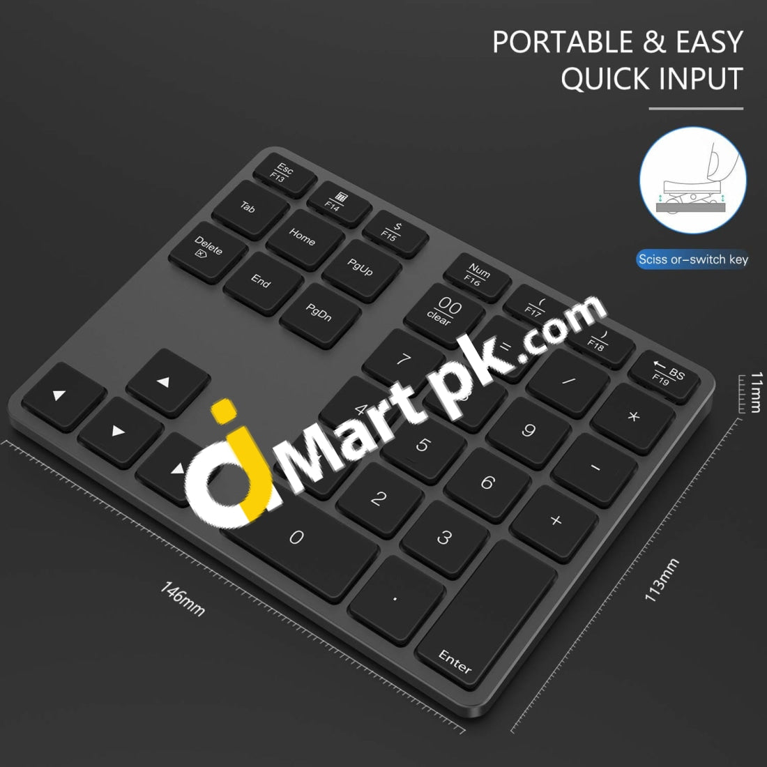 Jelly Comb Wireless Bluetooth Numeric Keypad (35 Keys) - Imported From Uk