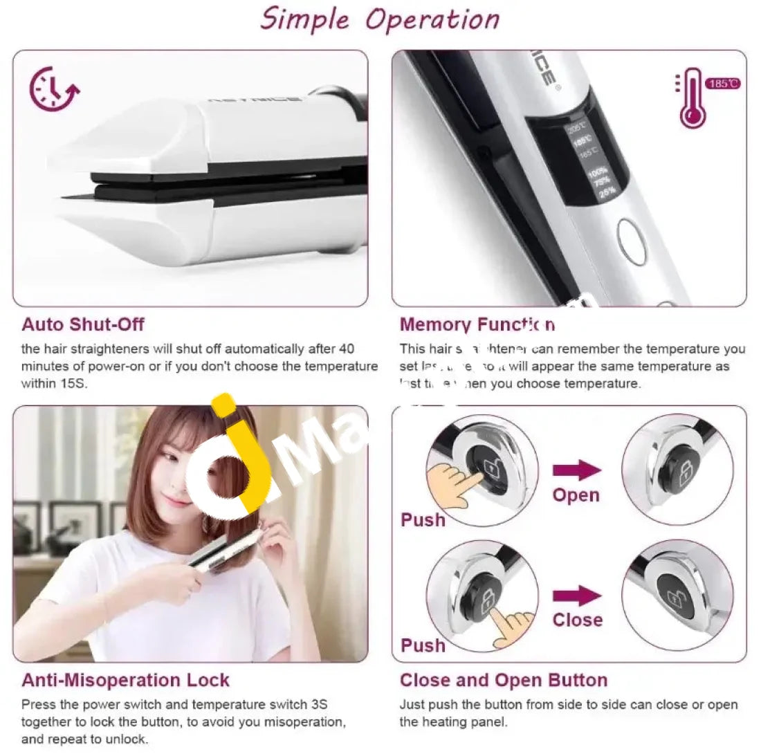 Keynice 2600Mah Cordless Rechargeable Hair Straightener With 3 Adjustable Temperature - Imported
